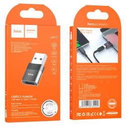 Переходник USB наType-C Hoco UA17 темно-серый