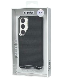 Накладка для Samsung Galaxy S25 iPefet case силикон под карбон черная