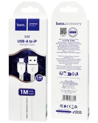 Usb Кабель-зарядка Lightning Hoco X20 Flash 2.0A 1м силиконовый белый