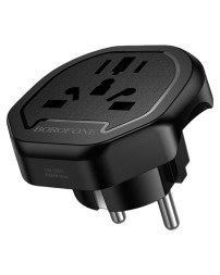 Сетевой переходник адаптер для евророзетки Borofone BAC15 10А 250В черный