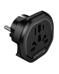 Сетевой переходник адаптер для евророзетки Borofone BAC15 10А 250В черный