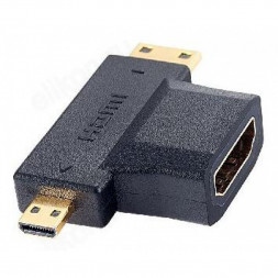 Переходник HDMI (мама)-microHDMI (папа)-miniHDMI (папа) Perfeo (A7006)