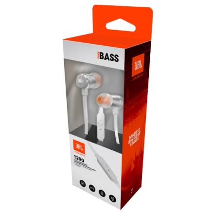  Наушники с микрофоном JBL T290 серебристые