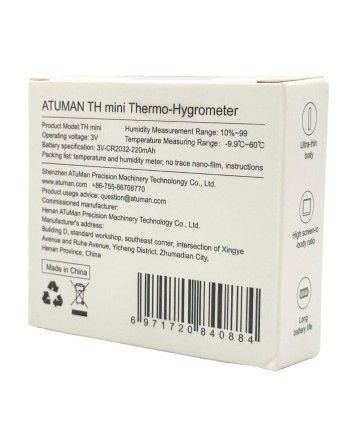  Датчик температуры и влажности ATuMan Duka TH Mini EU белый