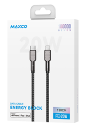 Usb Кабель-зарядка Type-C на Lighting Maxco MTC-P01CL 1.5м 20W черный