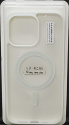 Накладка для i-Phone 14 Pro Max 6.7&quot; Magsafe силикон прозрачный бока белая