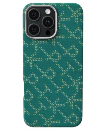  Накладка для i-Phone 16 Pro 6.3&quot; Pitaka Tactile Woven case PTK-Green/Gold