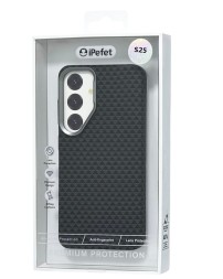 Накладка для Samsung Galaxy S25 iPefet case силикон под с узором (ромб) черная