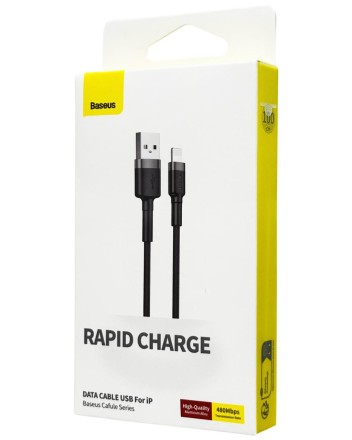  Usb Кабель-зарядка Lightning Baseus Cafule 1м (CALKLF-BG1) чёрно-серебристый