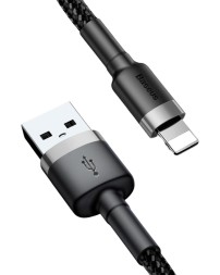 Usb Кабель-зарядка Lightning Baseus Cafule 1м (CALKLF-BG1) чёрно-серебристый