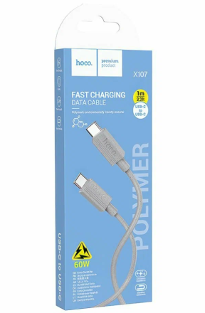  Usb Кабель-зарядка Type-C на Type-C Hoco X107 1м 60W серый