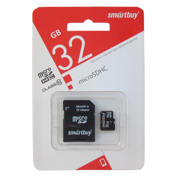 micro SDHC карта памяти Smartbuy 32GB Class 10 (с адаптером SD)