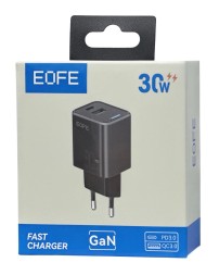 Сетевое зарядное устройство EOFE E306 1C/1USB 30W черное