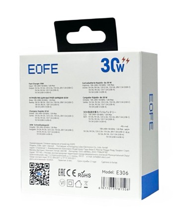  Сетевое зарядное устройство EOFE E306 1C/1USB 30W черное