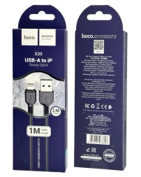 Usb Кабель-зарядка Lightning Hoco X20 Flash 2.0A 1м силиконовый черный