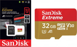 micro SDXC карта памяти SanDisk 32GB Class 10 Extreme UHS-I U3 100MB/s с адапт. (SDSQXAF-032G-GN6MA)