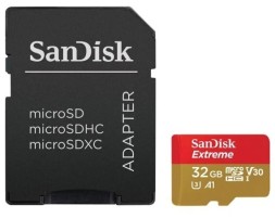micro SDXC карта памяти SanDisk 32GB Class 10 Extreme UHS-I U3 100MB/s с адапт. (SDSQXAF-032G-GN6MA)