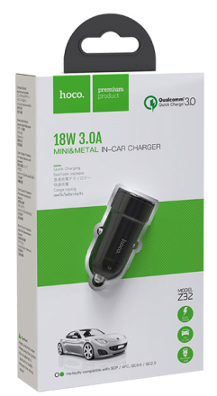  Автомобильное заряд. устр. Hoco Z32 1USB 3A 18W QC3.0 черное