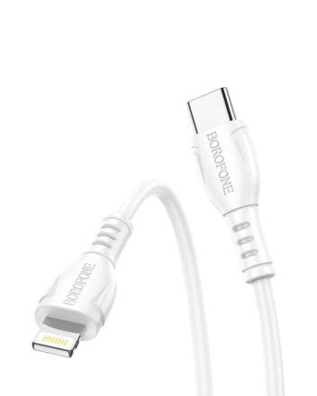  Usb Кабель-зарядка Type-C на Lightning Borofone BX51 Durable 12W 1м силиконовый белый