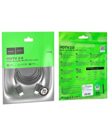  Кабель HDMI - HDMI HDTV2.0 Hoco US08 4K/60Hz 3м черный