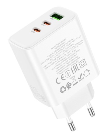  Сетевое зар. устр. Hoco C126A 1USB/2C 18W/40W белое