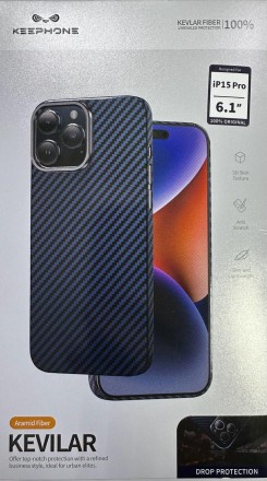  Накладка для i-Phone 15 Pro Keephone Kevilar синий