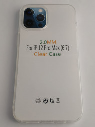 2.0мм Накладка для iPhone 12 Pro Max 6.7&quot; силикон тонкий прозрачный
