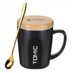 Керамическая кружка с бамбуковой крышкой Tomic Ceramic Cup (TC1316U) черная