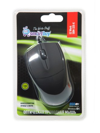  Мышь проводная Smartbuy 325 USB/DPI 1000/3 кнопки/1.5м (SBM-325-K) черная