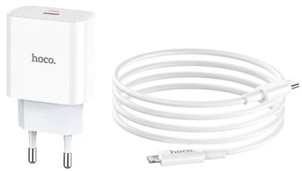  Сетевое зар. устр. Hoco C76A Pro с шнуром Type-C на Lighting 30W белое