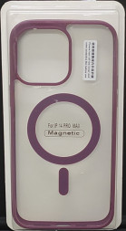 Накладка для i-Phone 14 Pro Max 6.7&quot; Magsafe силикон прозрачный бока бордовая