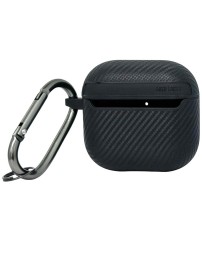 Силиконовый чехол для AirPods 4 с карабином под карбон чёрный