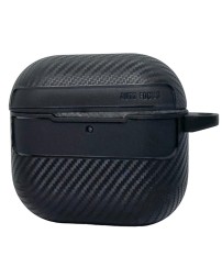 Силиконовый чехол для AirPods 4 с карабином под карбон чёрный