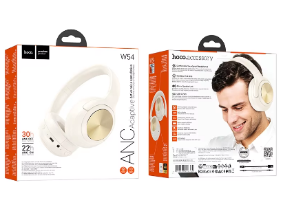  Стереонаушники Bluetooth полноразмерные Hoco W54 ANC белые