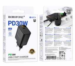 Сетевое зар. устр. Borofone BA97A 1C 20W LED черное