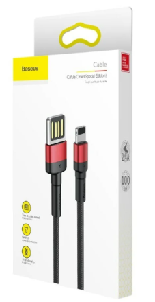  Usb Кабель-зарядка Lightning Baseus Cafule 1м CALKLF-G91 чёрно-красный