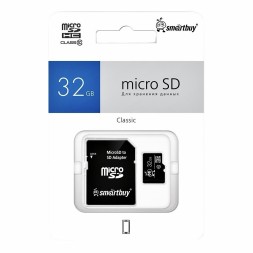 micro SDHC карта памяти Smartbuy 32GB Class 10 LE (с адаптером SD)