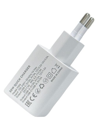  Сетевое зарядное устройство EOFE E306 1C/1USB 30W белое