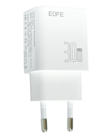  Сетевое зарядное устройство EOFE E306 1C/1USB 30W белое