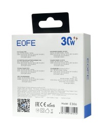 Сетевое зарядное устройство EOFE E306 1C/1USB 30W белое