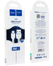 Usb Кабель-зарядка Lightning Hoco X20 Flash 2.0A 2м силиконовый белый