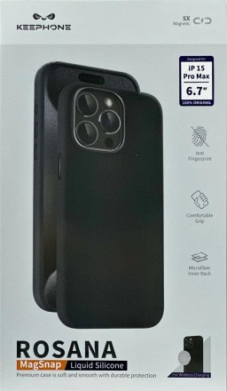  Накладка для i-Phone 15 Pro Max Keephone Rosana MagSnap черный