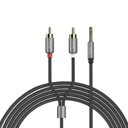 Аудиокабель AUX 3,5mm на 2xRCA Hoco UPA10 серый