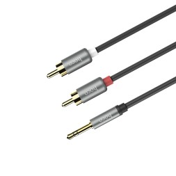 Аудиокабель AUX 3,5mm на 2xRCA Hoco UPA10 серый