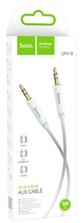  Аудиокабель AUX 3,5mm Hoco 1m с микрофоном UPA19 серебристый