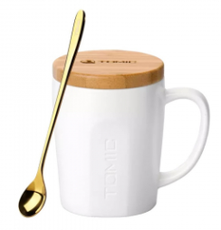 Керамическая кружка с бамбуковой крышкой Tomic Ceramic Cup (TC1316U) белая