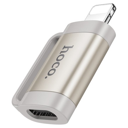  Переходник Hoco UA31B Lightning (папа) на Type-C (мама) серый