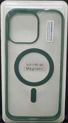 Накладка для i-Phone 14 Pro Max 6.7&quot; Magsafe силикон прозрачный бока зеленая