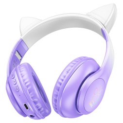 Стереонаушники Bluetooth Полноразмерные Hoco W42 Cat Ear BT5.3/10ч фиолетовые