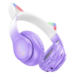 Стереонаушники Bluetooth Полноразмерные Hoco W42 Cat Ear BT5.3/10ч фиолетовые